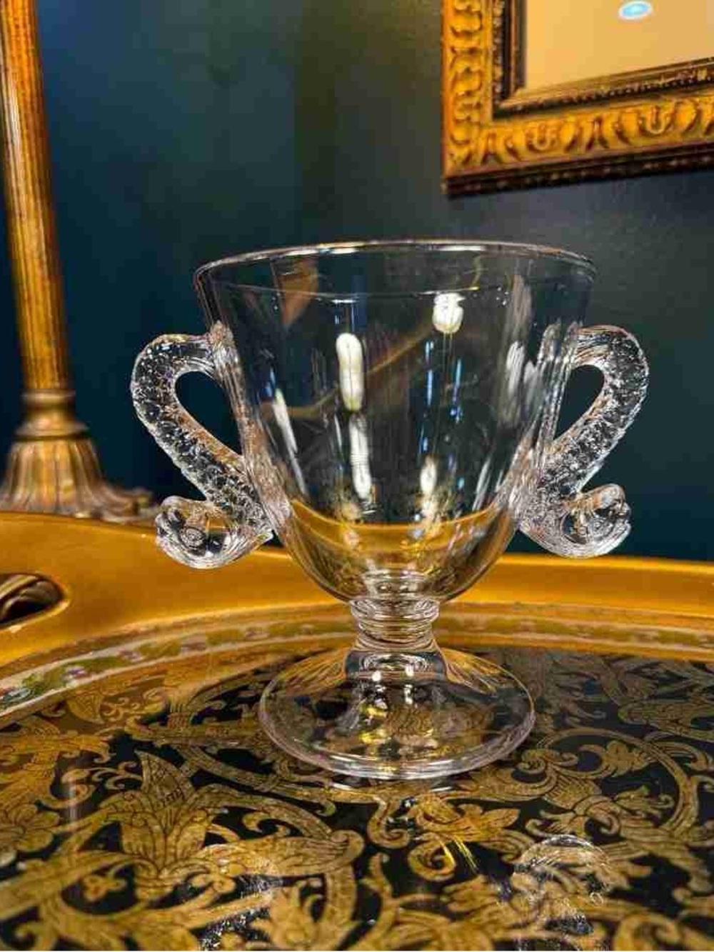 Crystal Double-Handled Glass Compote - Clear